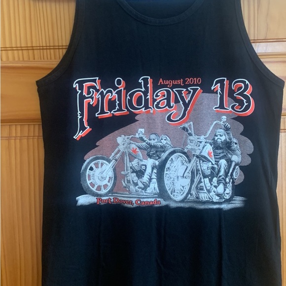 Vintage Friday the 13th Tank Top Motorcycles Port Dover Bike Week - Picture 1 of 3
